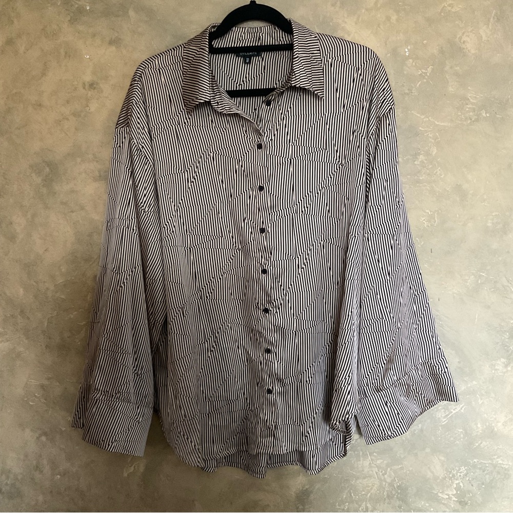 Dynamite Oversized Abstract Flowy Wide Sleeve Button Down Top